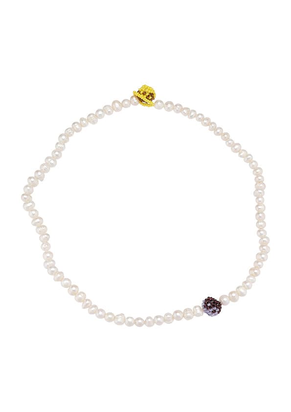 Pearl Purple Yellow Yin Yang Necklace